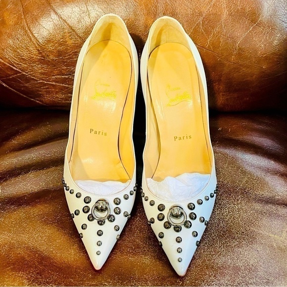 Christian Louboutin Kate 100 Geometric stud embellishment 39.5 Posh authenticate - Picture 7 of 9